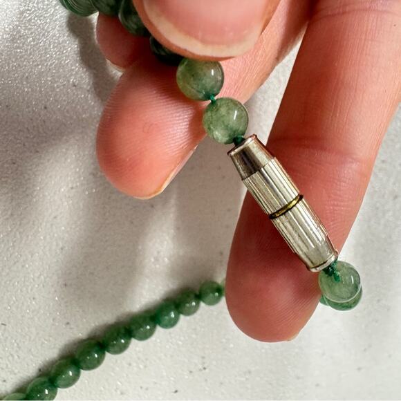 Vintage Jade Beaded Necklace Barrel Clasp 7in Green - Picture 2 of 6